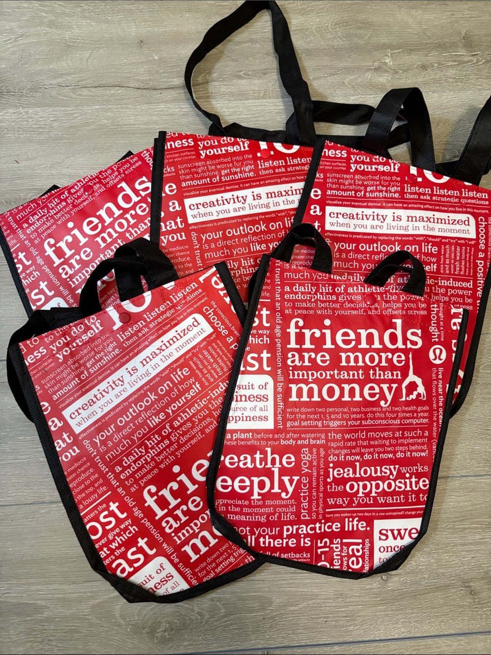 lululemon athletica Red and White Reusable Tote Bags - Set of 4